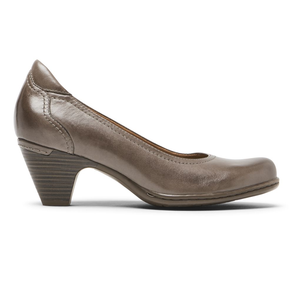 Rockport Women's Cobb Hill Adaline Heel Pumps - Grey - USA (7132BZLKP)